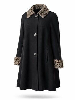 Sack’s Vintage Wool & Cashmere Coat with Leopard Trim